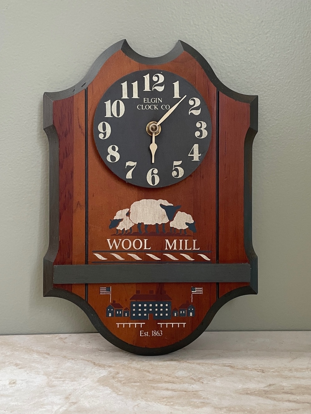 Vintage Elgin Clock Co Wool Mill Wall Clock | Primitive Farmhouse Decor